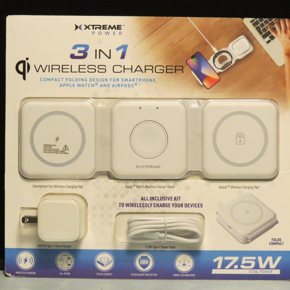 WIRELESS CHARGER XTREME 3 IN 1 For Phone, Apple Watch and Airpod FOLDABLE 17.5W